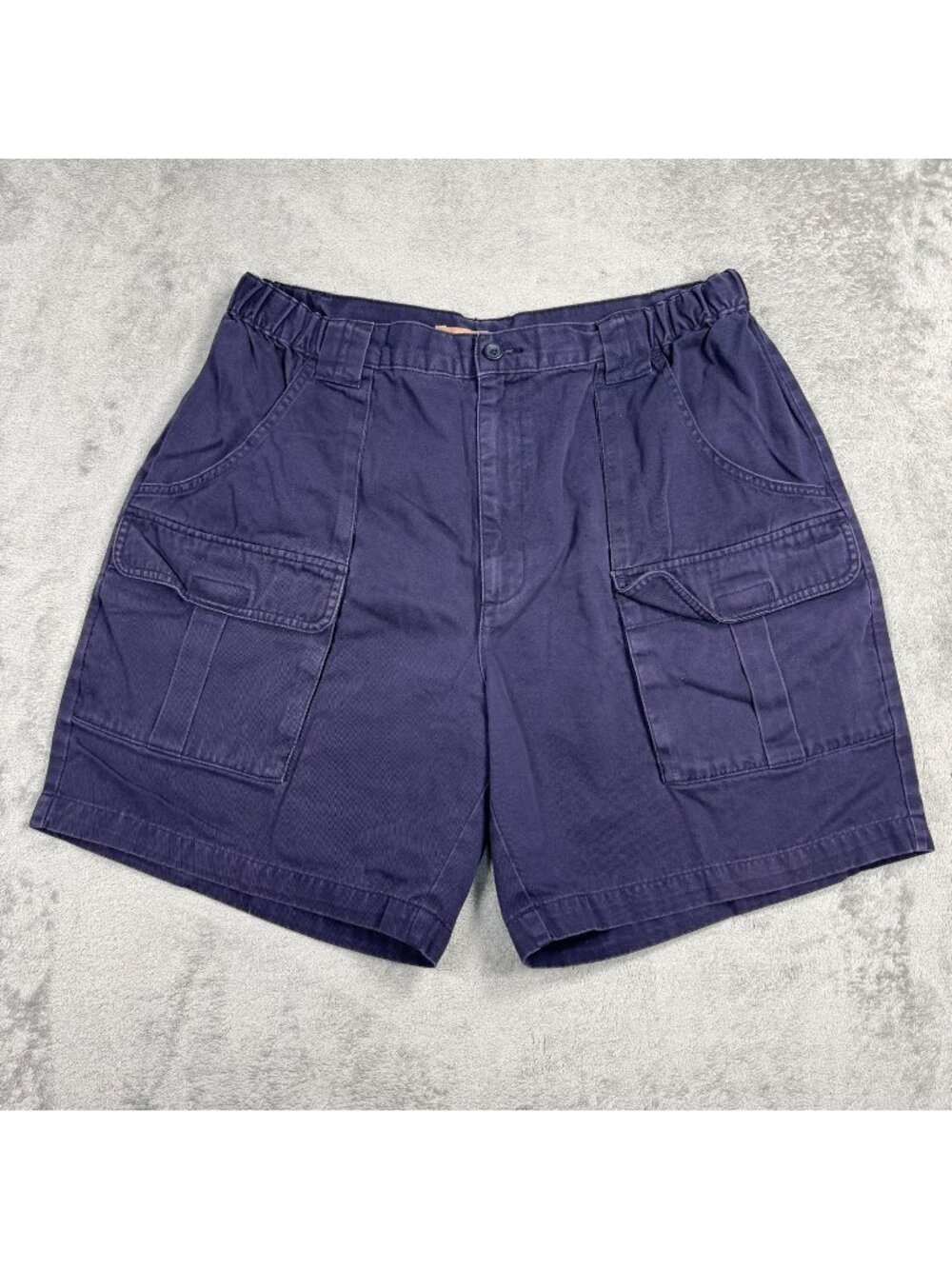 Y2K Savane Faded Navy Cargo Shorts Mens 36 Grunge Vintage Summer Preppy Baggy